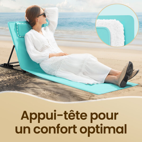 Lot de 2, Chaise Longue, avec Appui-tête, Dossier Inclinable – Image 9