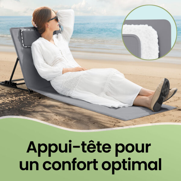 Lot de 2, Chaise Longue, avec Appui-tête, Dossier Inclinable – Image 13