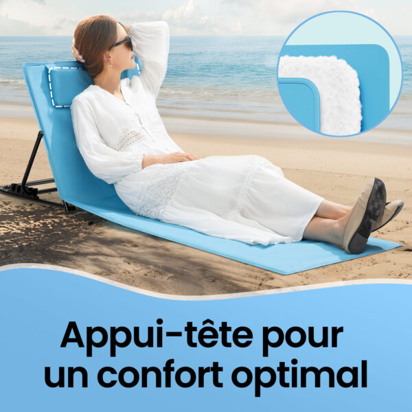 Lot de 2, Chaise Longue, avec Appui-tête, Dossier Inclinable – Image 4