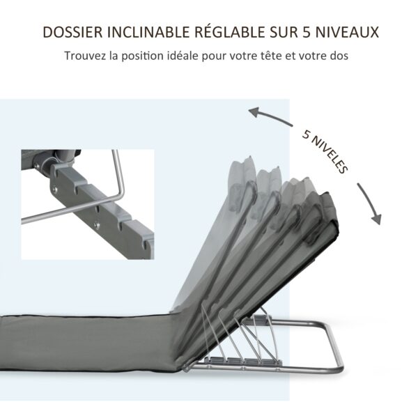 Lot de 2 tapis de plage pliants matelas de plage avec dossier réglable 5 positions – Image 3