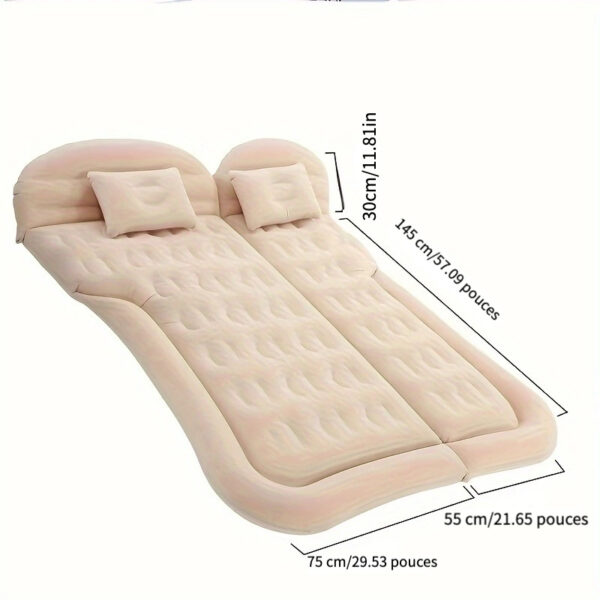 Matelas gonflable pour voiture SUV - Lit gonflable pour coffre de voiture - Lit de voyage pour siège arrière de voiture - Air mattress pour camping-car sans pompe – Image 6