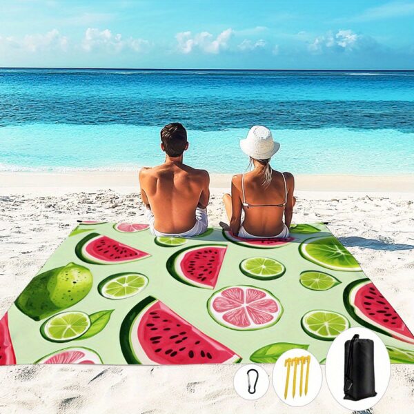 Drap de plage imprimée d'eau de melon et de citron – Image 8
