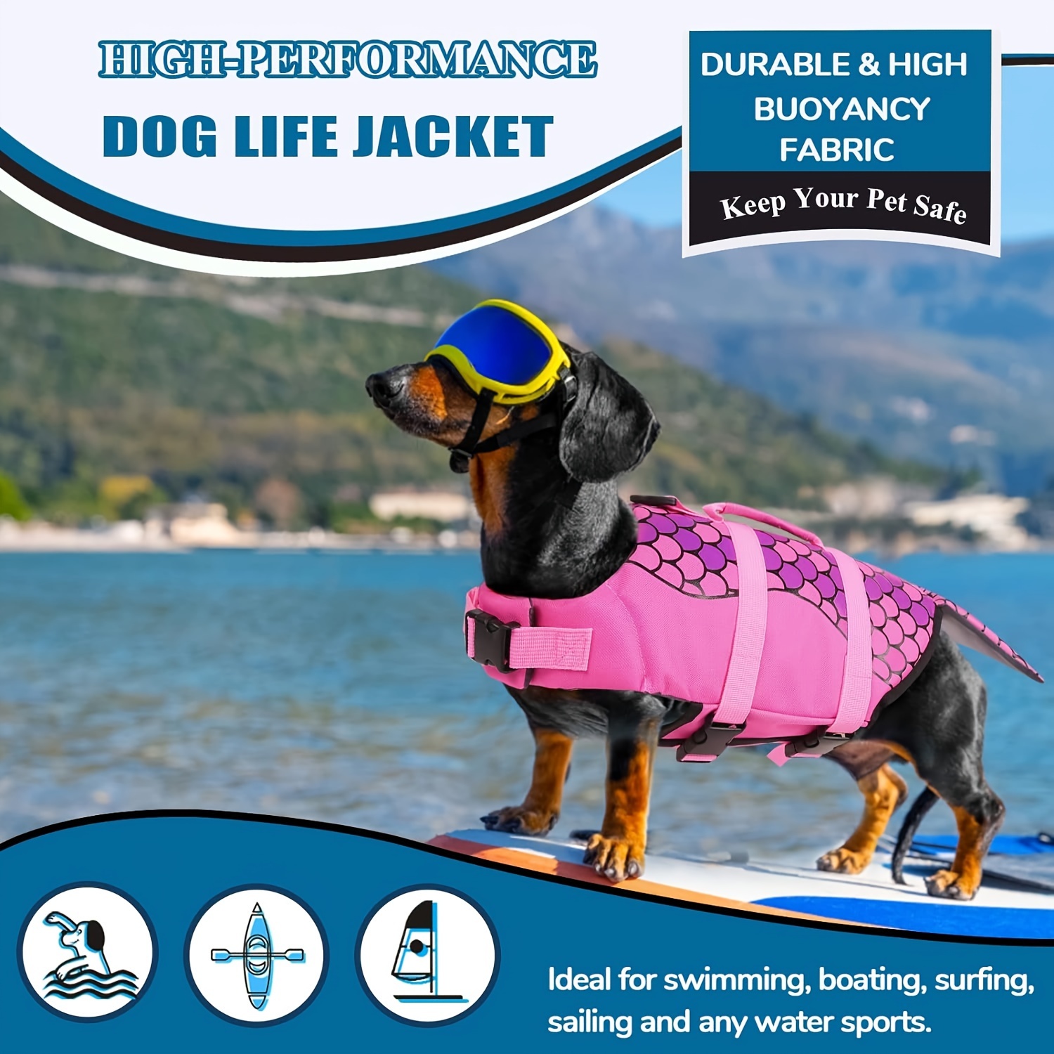 Veste de survie pour chien en forme de sirène requin – Image 8
