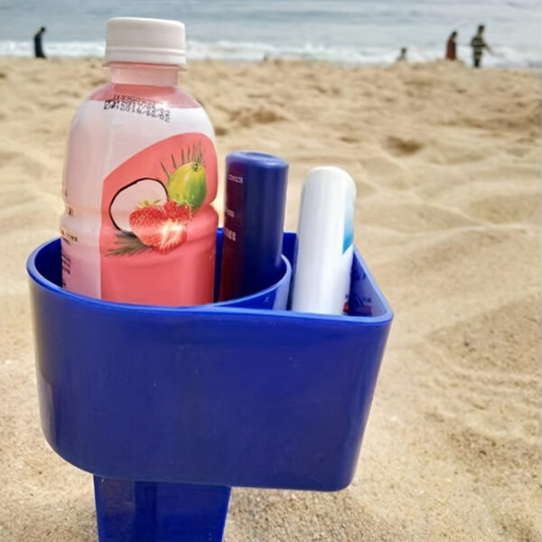 Ensemble de Porte-gobelet et Sous-verres pour Plage avec Compartiments pour Téléphone Portable et Collations – Image 5