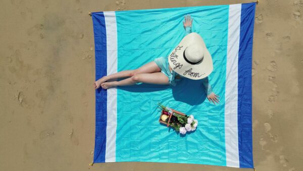 Drap de Plage bleu fleur – Image 6