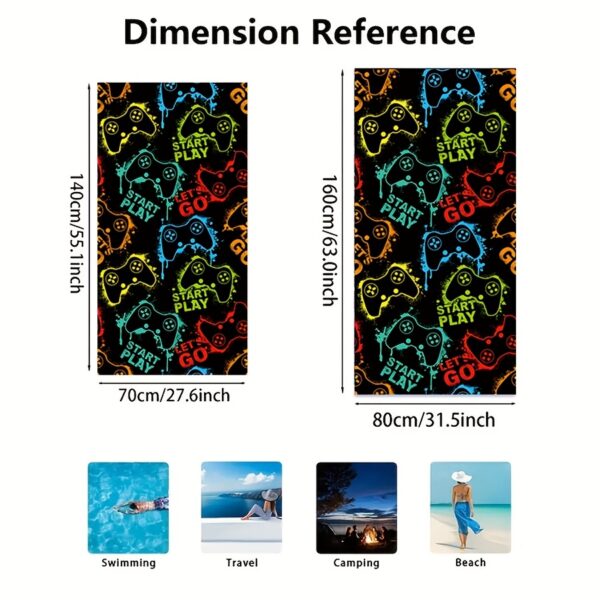 Serviette de Plage à Motif Manette de Jeu Vivante – Image 10