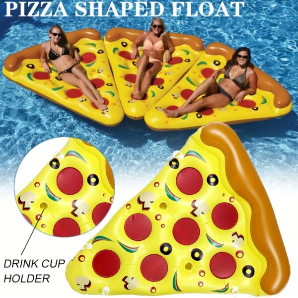 Flotteur de Pizza Gonflable avec 3 Porte-Gobelets et Pompe – Image 2