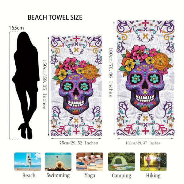 Serviette de plage Motif de crâne coloré – Image 3