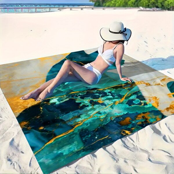 Drap de plage Chat En Marbre Abstrait – Image 7