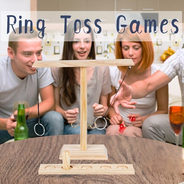 Jeu de Lancer de Bague en Bois avec Crochet Oscillant – Image 6