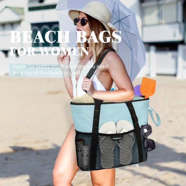 Sac de plage femme 8 poches – Pliable, léger, anti-sable avec zip – Image 9