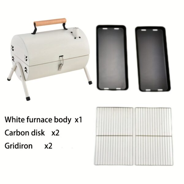 Ensemble Complet de 5 Pièces pour Barbecue à Charbon Pliable avec Poignée en Bois et Résistance à la Chaleur – Image 5