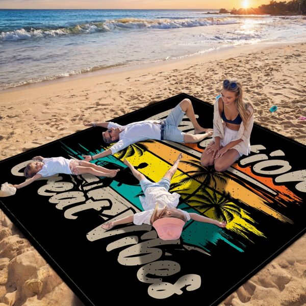 Drap de plage Imprimé Silhouette d'Arbre de Palmier – Image 9