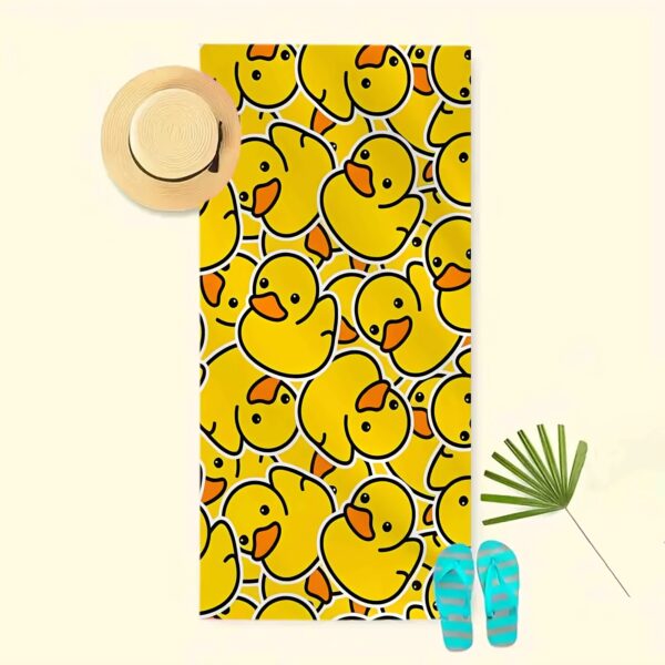 Serviette de plage en microfibre motif canard jaune dessin animé – Image 9