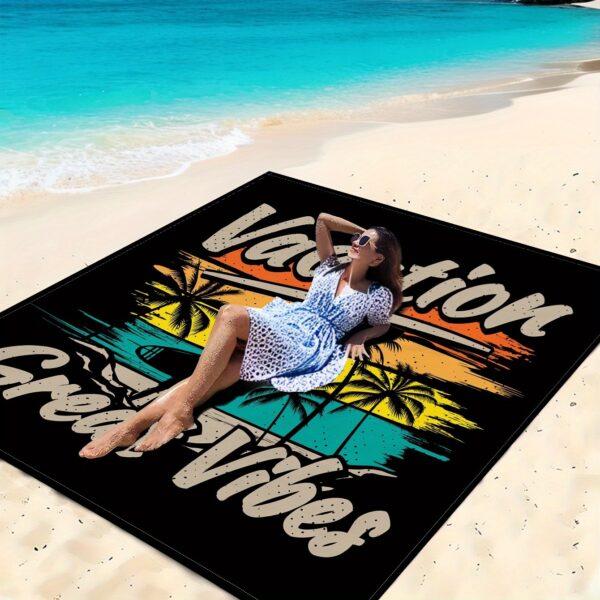 Drap de plage Imprimé Silhouette d'Arbre de Palmier – Image 7