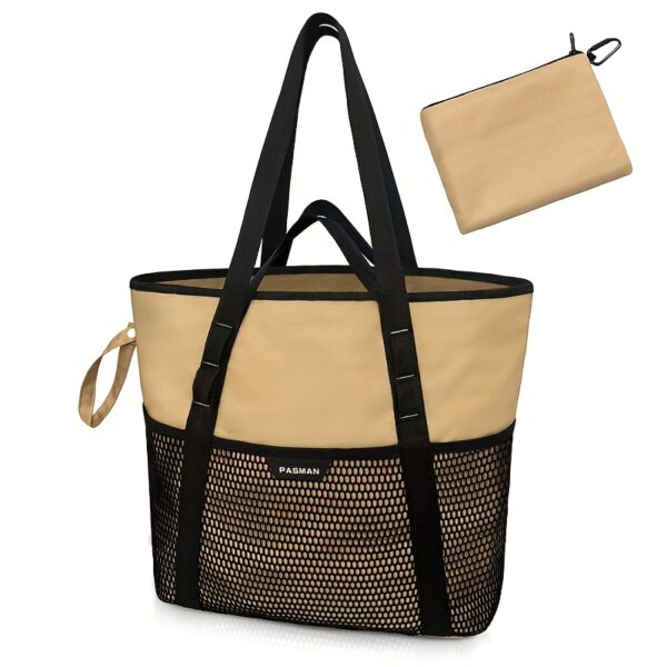 Sac de plage femme 8 poches – Pliable, léger, anti-sable avec zip – Image 7