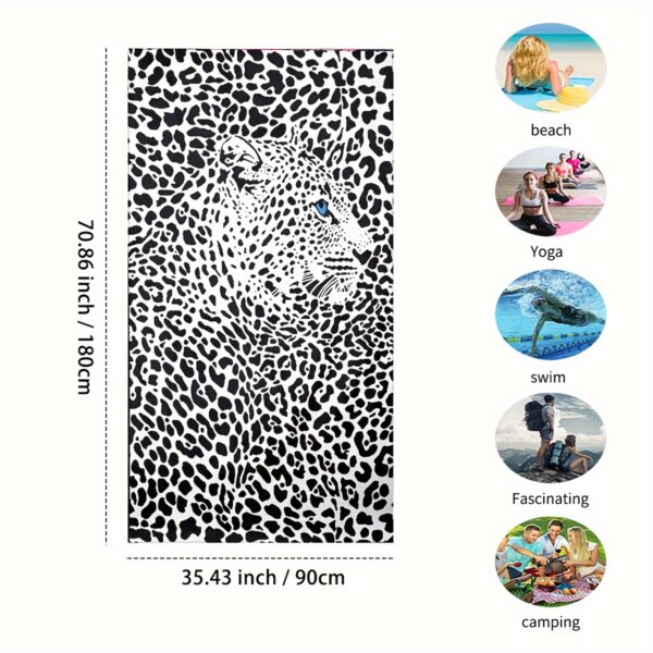 Serviette de plage imprimé léopard noir – Image 7