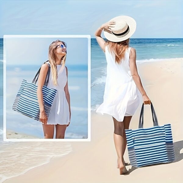 Sac de plage 2 pièces – Grande capacité, pliable, idéal vacances mer – Image 2