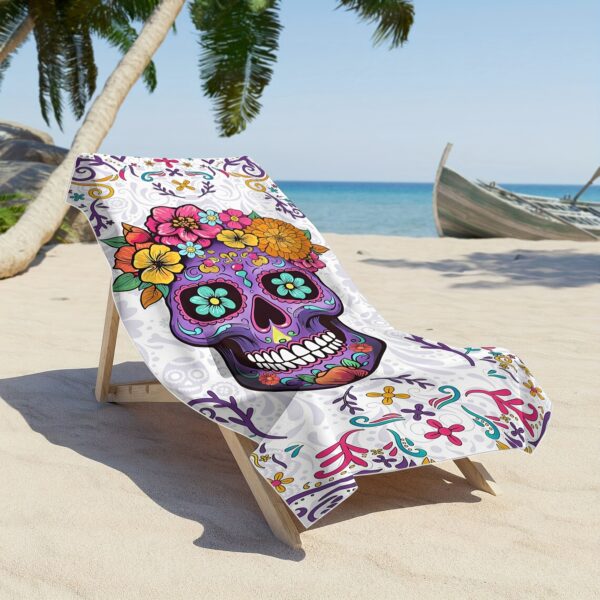 Serviette de plage Motif de crâne coloré – Image 2