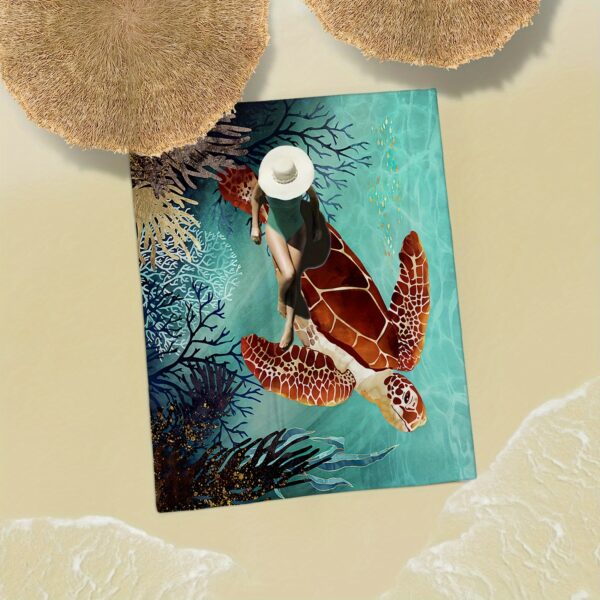 Drap de plage Motif de grande tortue de mer – Image 2