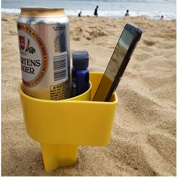 Ensemble de Porte-gobelet et Sous-verres pour Plage avec Compartiments pour Téléphone Portable et Collations