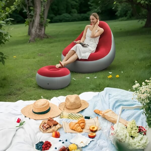 Chaise Longue Gonflable Pliable avec Dossier – Image 12