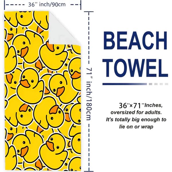 Serviette de plage en microfibre motif canard jaune dessin animé – Image 7