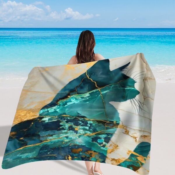 Drap de plage Chat En Marbre Abstrait – Image 8