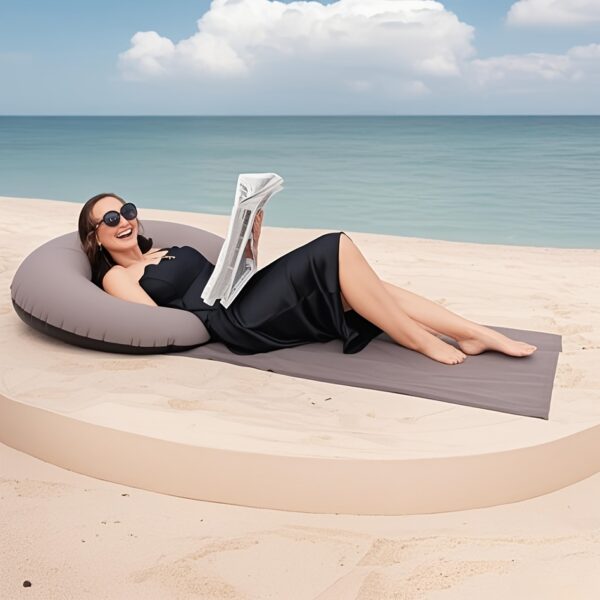 Tapis de Plage Gonflable pour 1 Personne avec Oreiller – Image 3