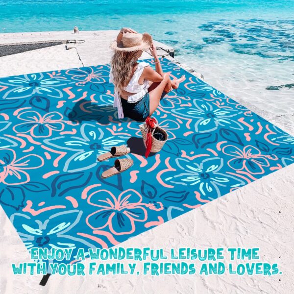 Drap de Plage bleu fleur – Image 2