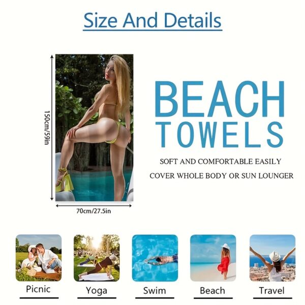 Serviette de Plage Thème Bikini Beauté, – Image 3