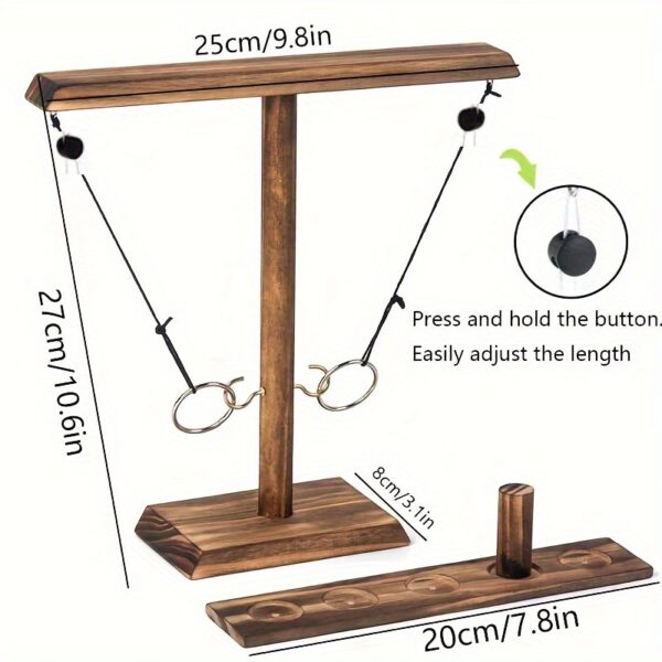 Jeu de Lancer de Bague en Bois avec Crochet Oscillant – Image 2