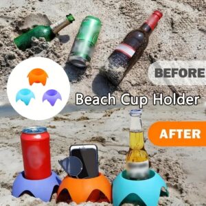 3pcs Plateaux de Tasses de Plage, Porte-tasses de Plage