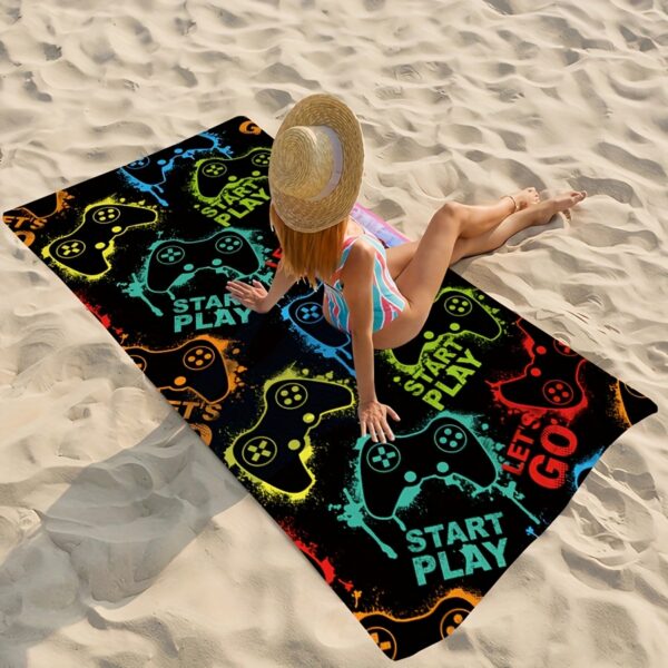 Serviette de Plage à Motif Manette de Jeu Vivante – Image 2
