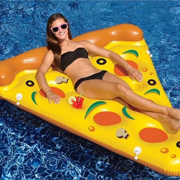 Flotteur de Pizza Gonflable avec 3 Porte-Gobelets et Pompe – Image 3