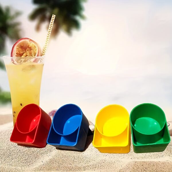 Ensemble de Porte-gobelet et Sous-verres pour Plage avec Compartiments pour Téléphone Portable et Collations – Image 7
