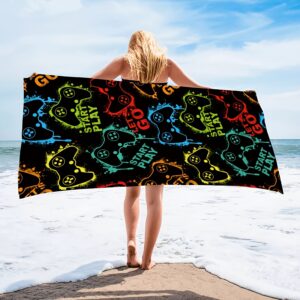 Serviette de Plage à Motif Manette de Jeu Vivante
