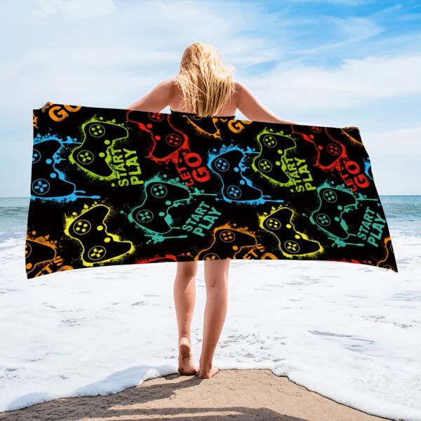 Serviette de Plage à Motif Manette de Jeu Vivante