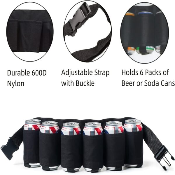 Ceinture à Bière Ajustable avec Porte-Cannes de Soda & Boisson – Image 3