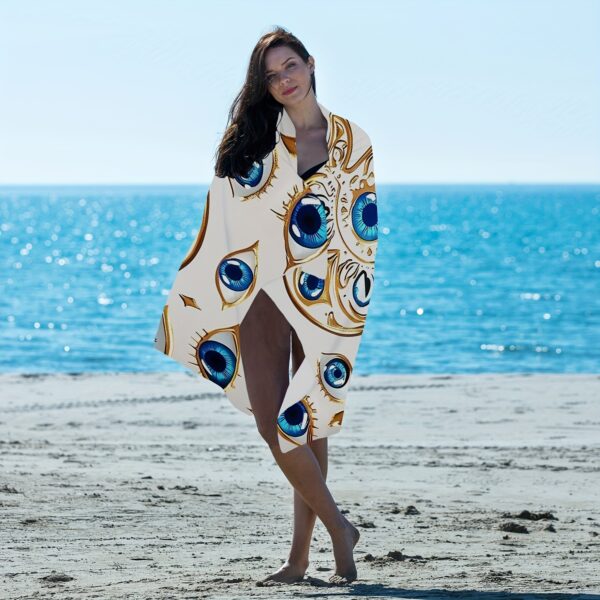 Serviette de Plage Main de Hamsa et Œil Mauvais – Image 3