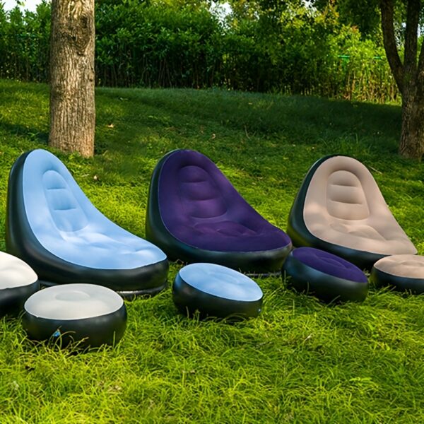 Chaise Longue Gonflable Pliable avec Dossier – Image 2