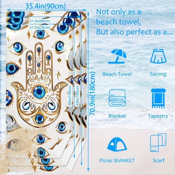 Serviette de Plage Main de Hamsa et Œil Mauvais – Image 2