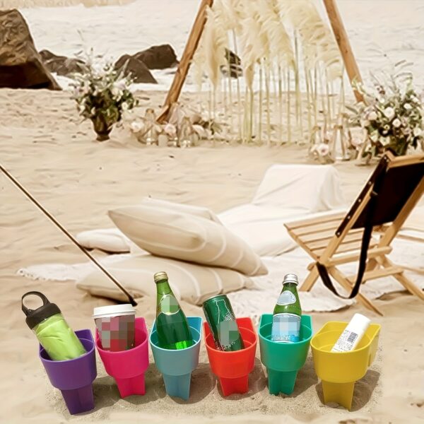 Ensemble de Porte-gobelet et Sous-verres pour Plage avec Compartiments pour Téléphone Portable et Collations – Image 10