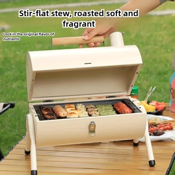 Ensemble Complet de 5 Pièces pour Barbecue à Charbon Pliable avec Poignée en Bois et Résistance à la Chaleur – Image 2