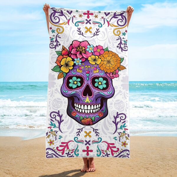 Serviette de plage Motif de crâne coloré