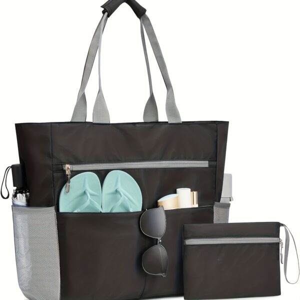 Sac de plage 2 pièces – Grande capacité, pliable, idéal vacances mer – Image 6
