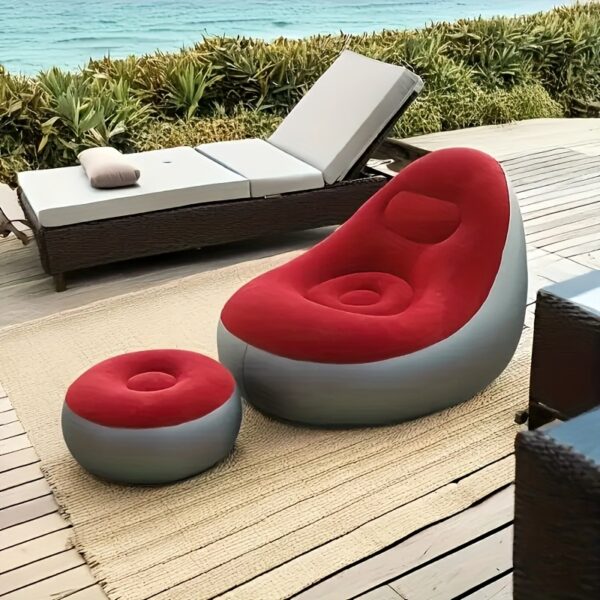 Chaise Longue Gonflable Pliable avec Dossier – Image 10