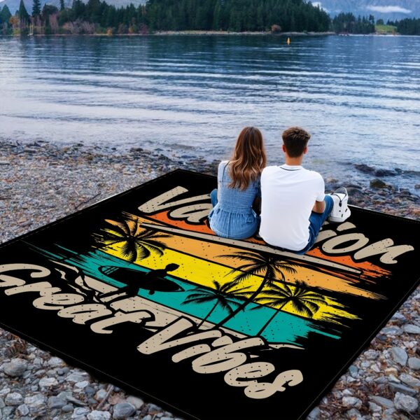 Drap de plage Imprimé Silhouette d'Arbre de Palmier – Image 4