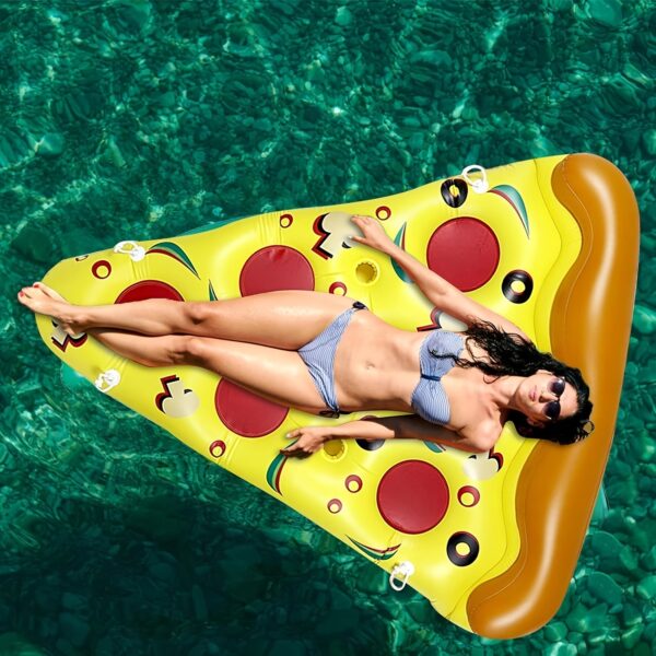 Flotteur de Pizza Gonflable avec 3 Porte-Gobelets et Pompe – Image 8