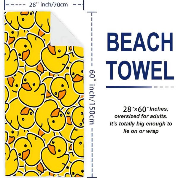 Serviette de plage en microfibre motif canard jaune dessin animé – Image 3